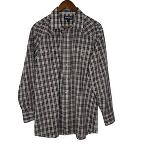 Panhandle L Brown Plaid Western Snap Button Long Sleeve Shirt Rodeo Style